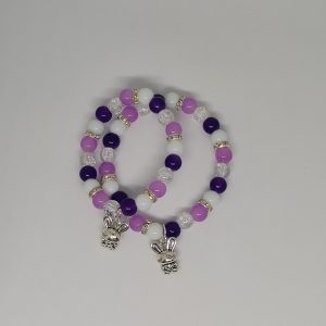 Kawai purple, white & lavender rabbit bracelet
