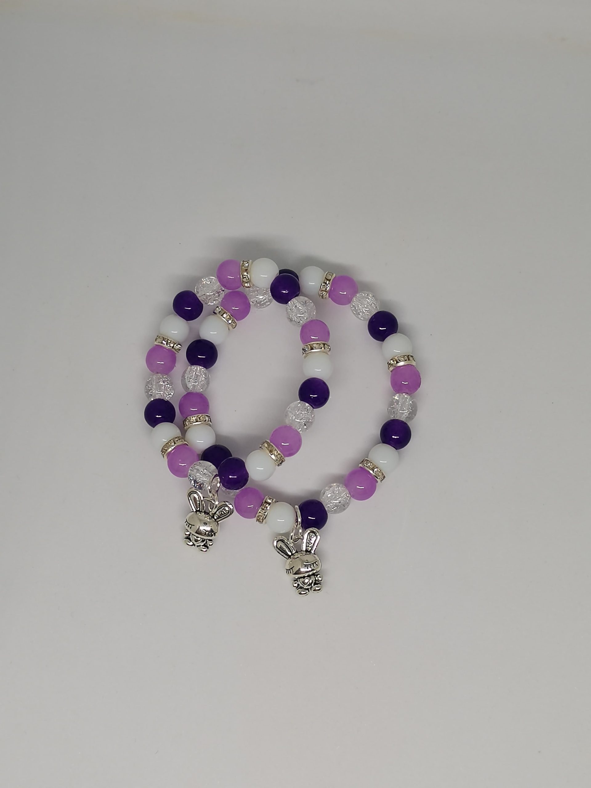 Kawai purple, white & lavender rabbit bracelet