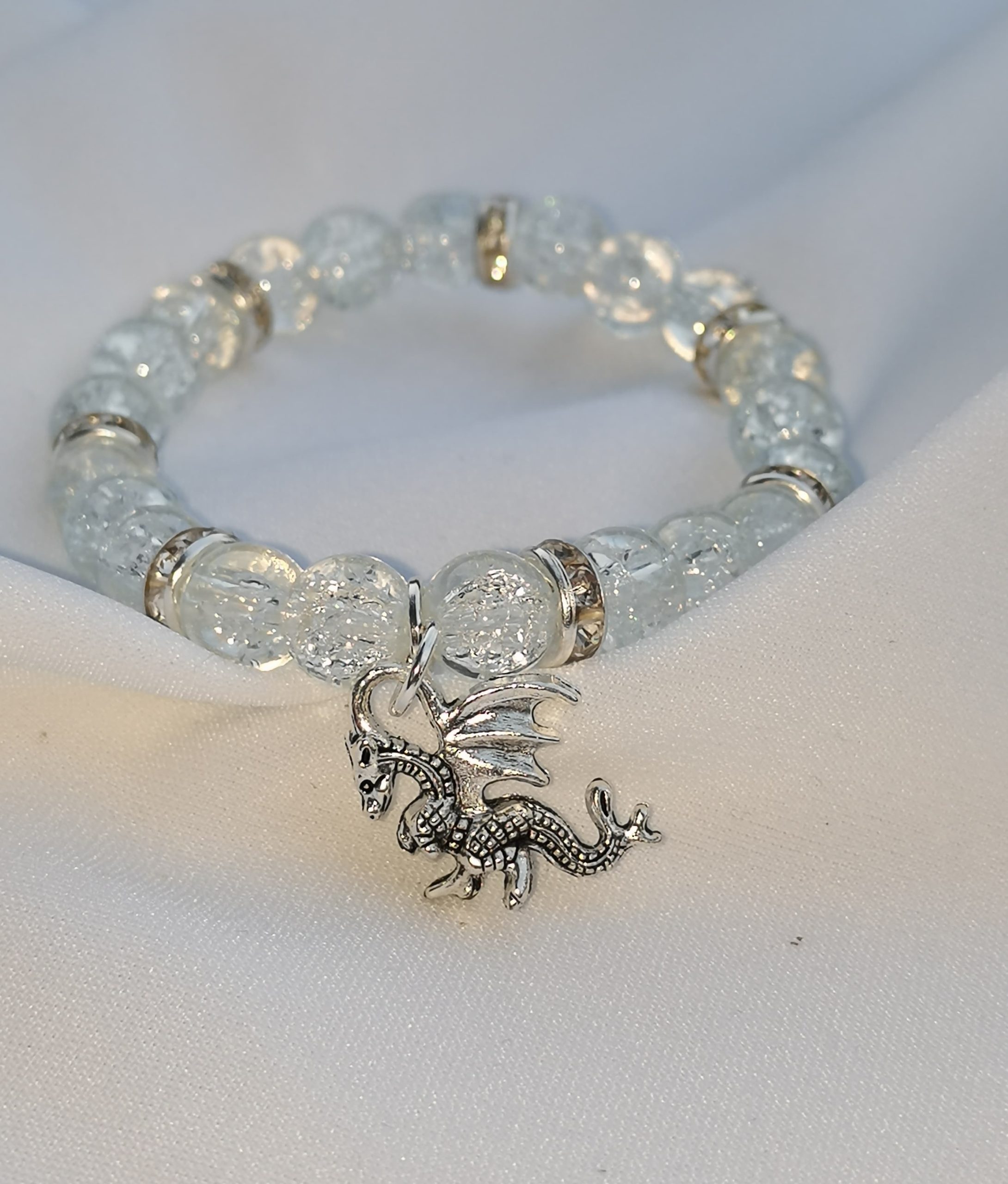 Clear crack bead with dragon
