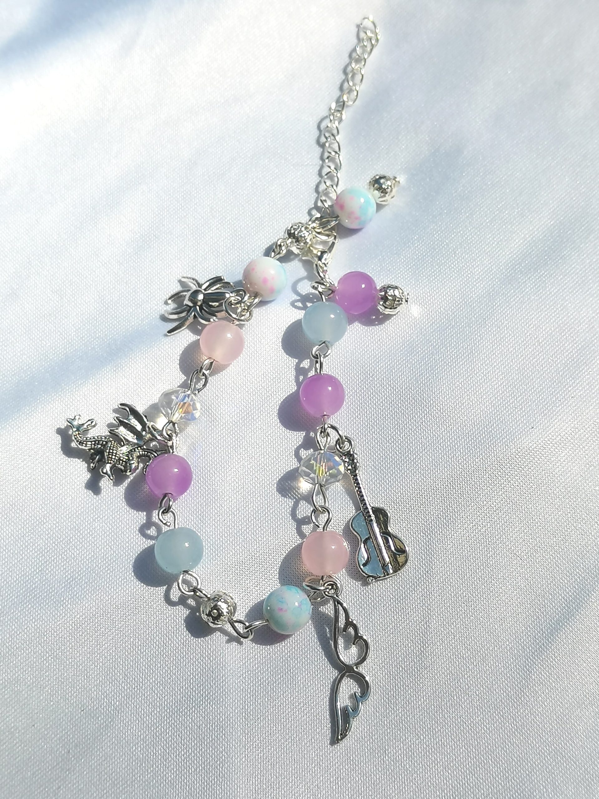 Purple, Pink, Blue & White K-Pop inspired bracelet