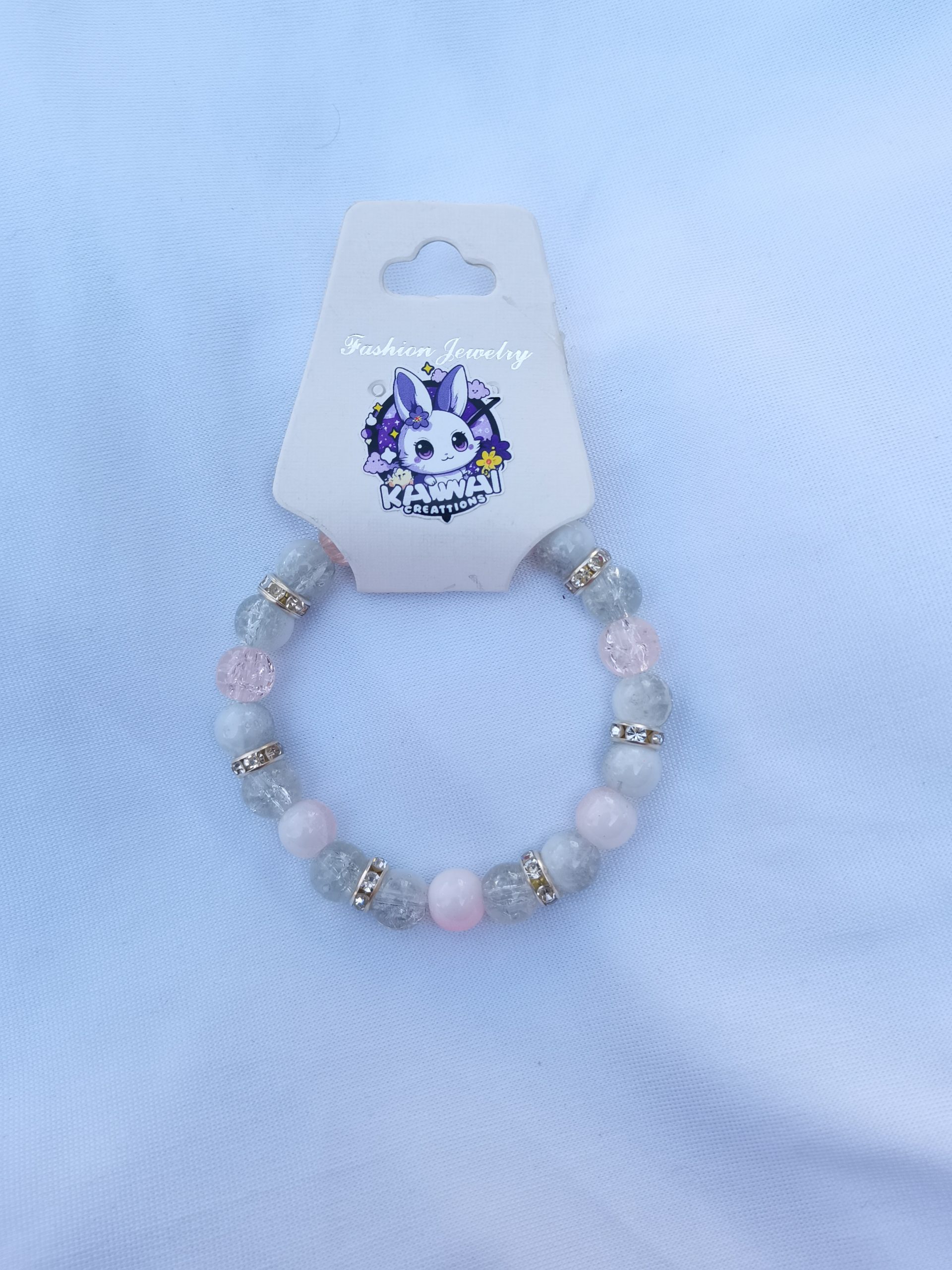 Two tone pink & white bead