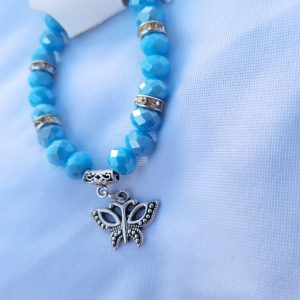 Powder blue butterfly adjustable bracelet