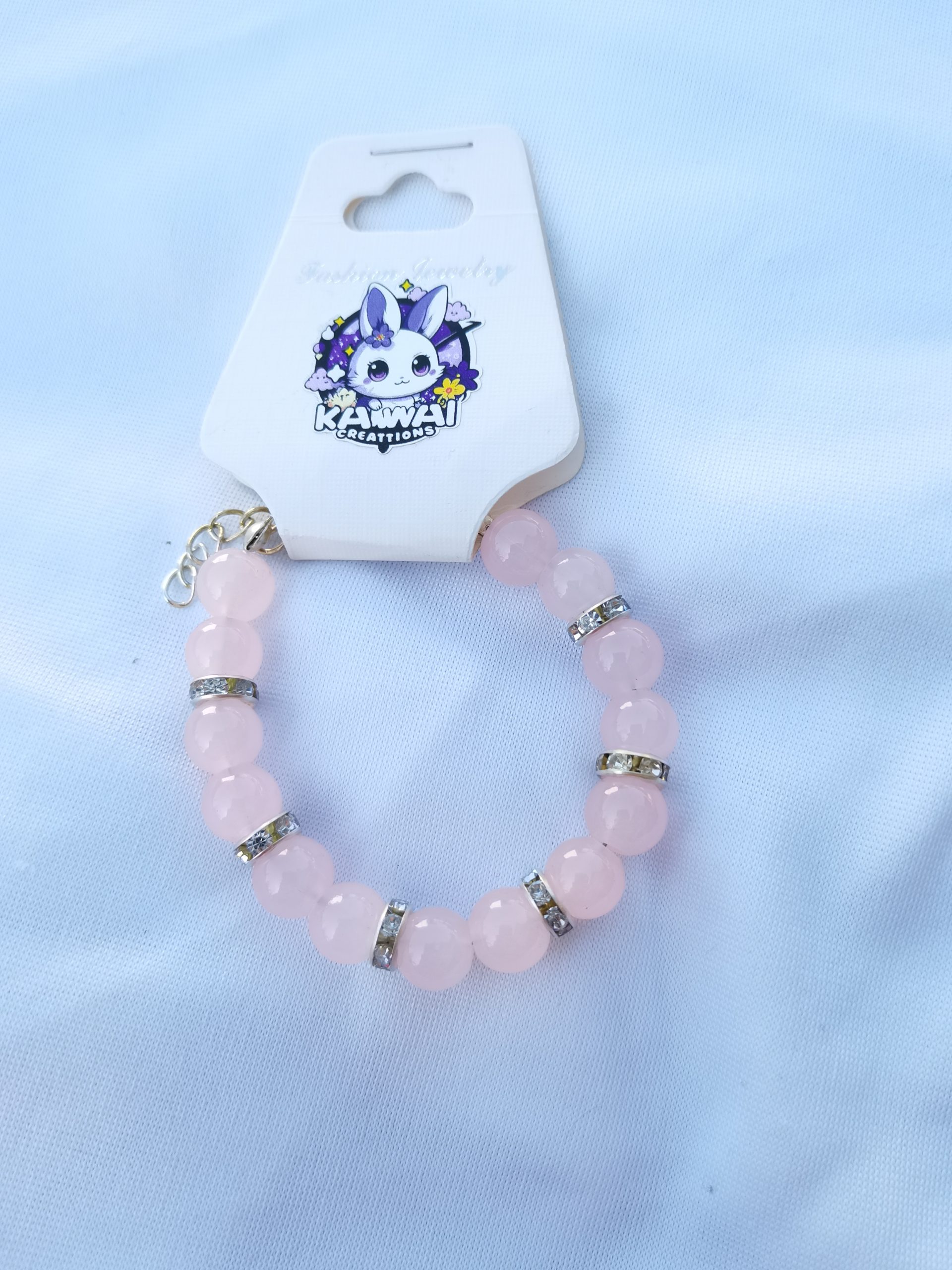 Solid pink adjustable bracelet with silver spacer