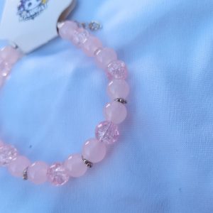 Solid pink and crack pink adjustable bracelet