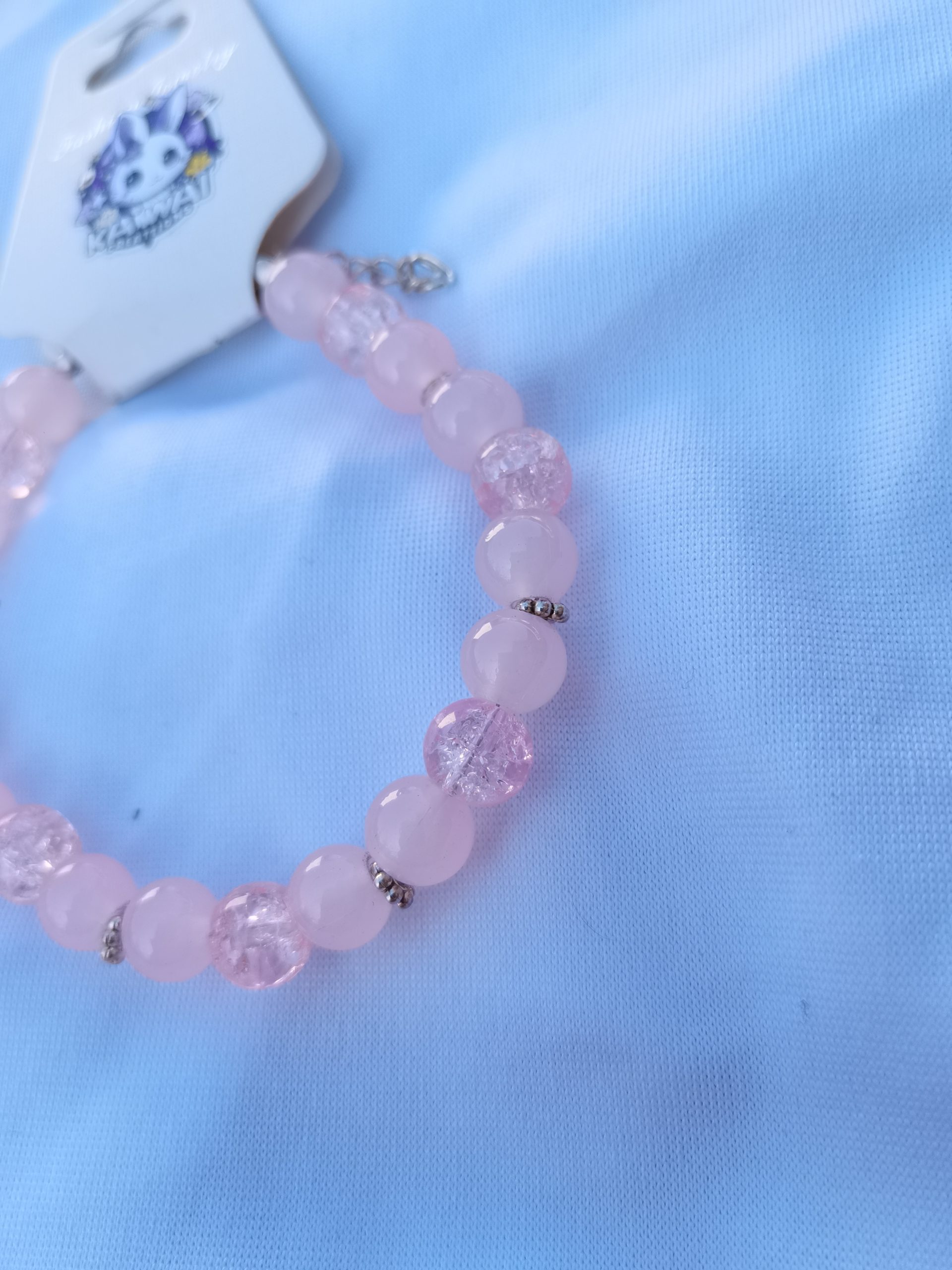 Solid pink and crack pink adjustable bracelet