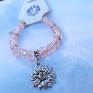 Pink crack sunflower adjustable bracelet