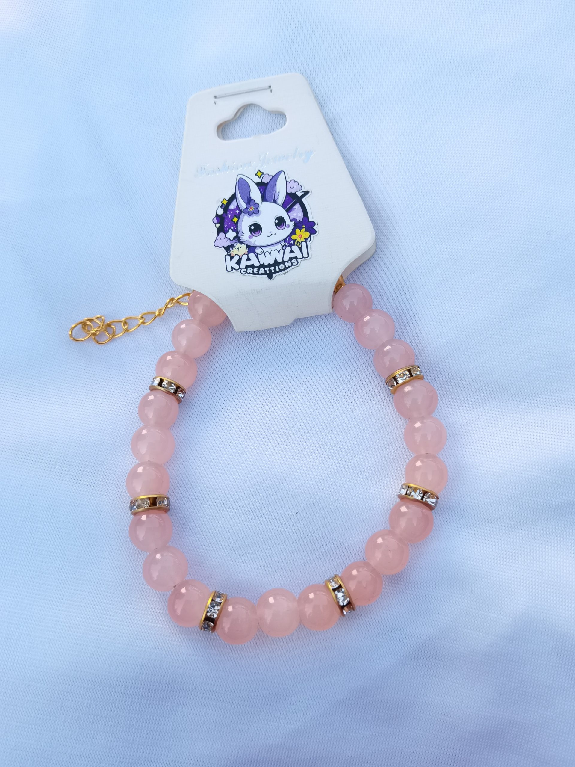 Salmon and gold adjustable bracelet
