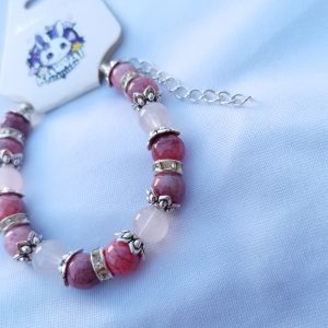 Rose Quartz & natural adjustable bracelet