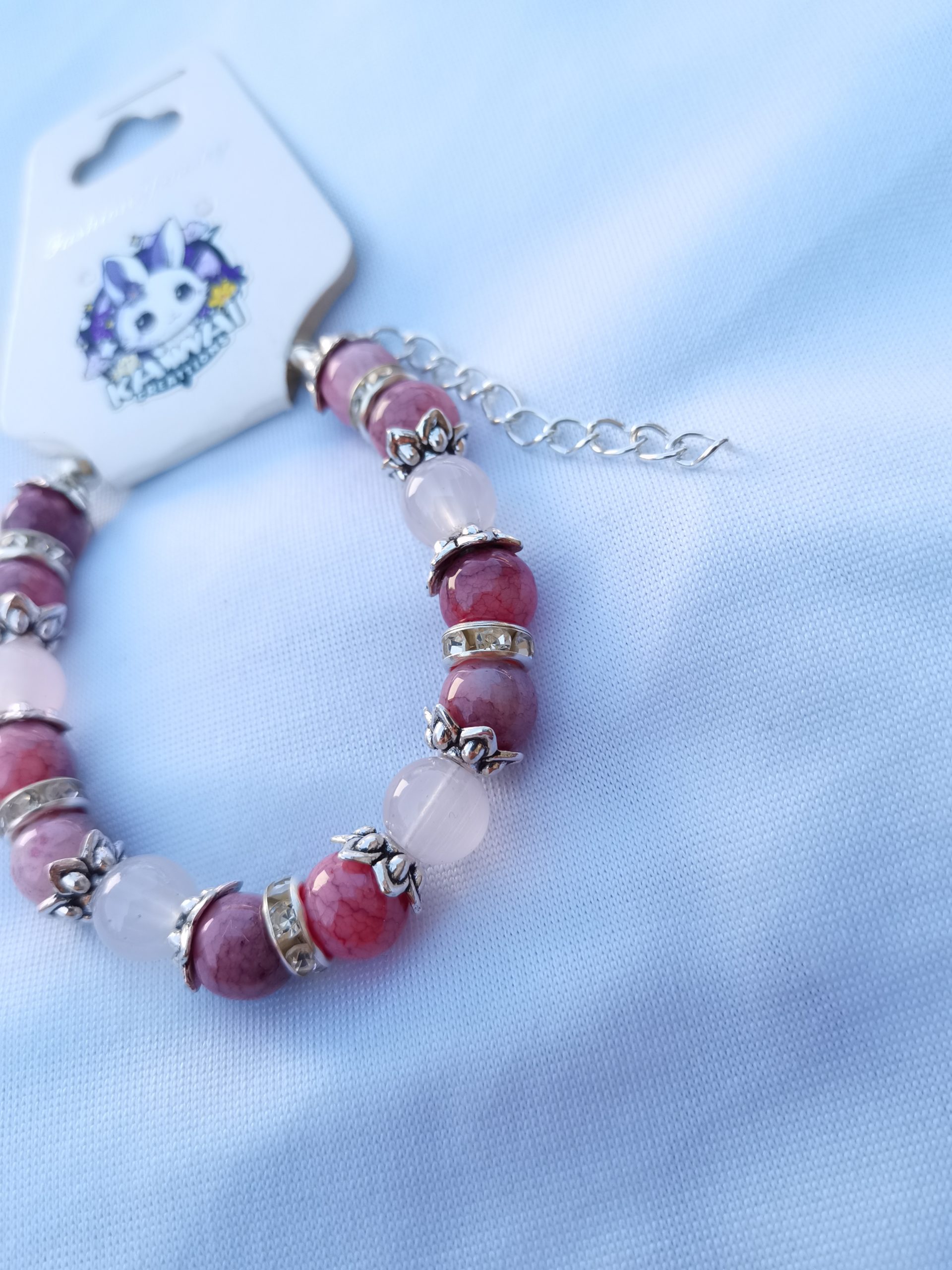Rose Quartz & natural adjustable bracelet