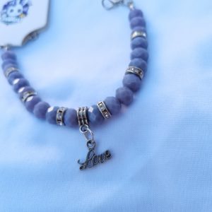 Light grey adjustable crystal bracelet
