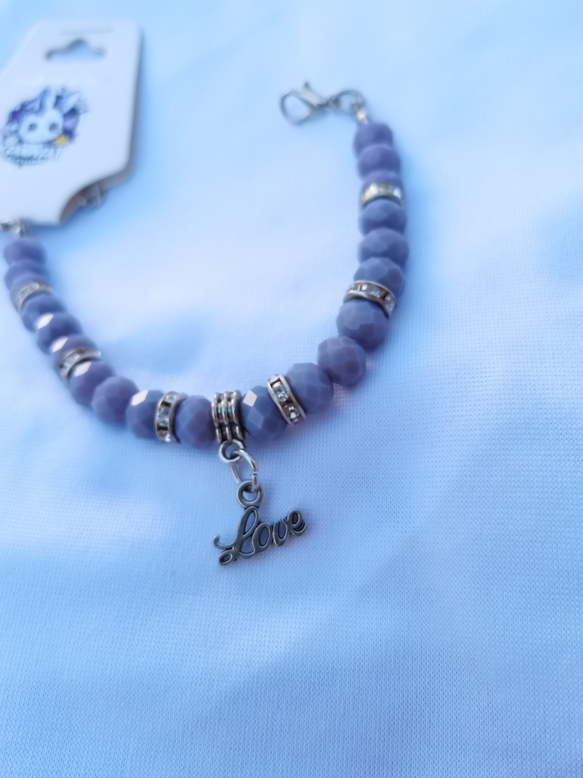 Light grey adjustable crystal bracelet