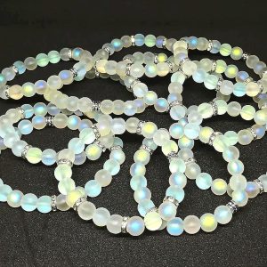 Multi frosted colour bracelet with silver spacer