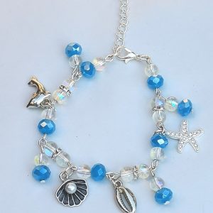 Blue Ocean theme bracelet with charm