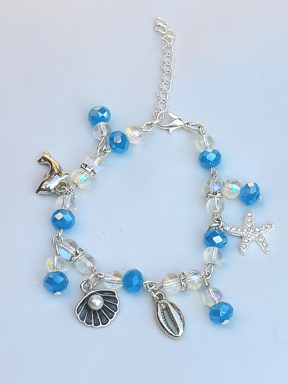 Blue Ocean theme bracelet with charm