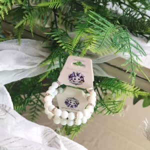 Solid white and silver elasticated bracelet