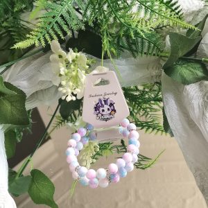 White,Pink, Blue with silver spacer bracelet