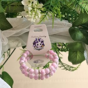 Pink, grey and silver bracelet
