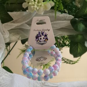 Blue and Pink elasticated bracelet