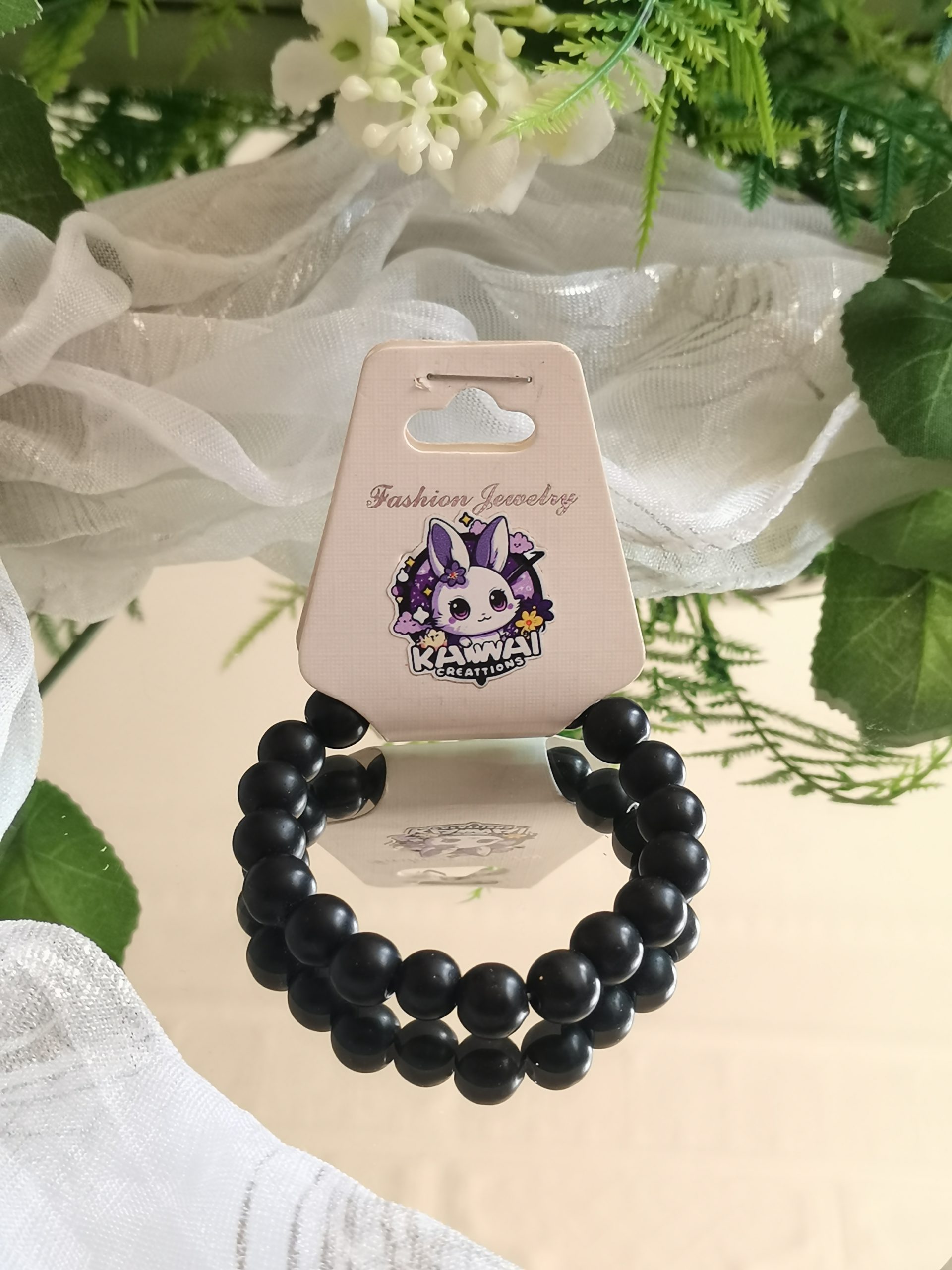 Black lava elasticated bracelet
