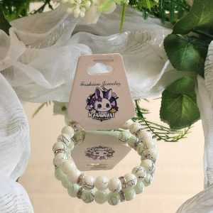 Cream and back bead with silver spacers