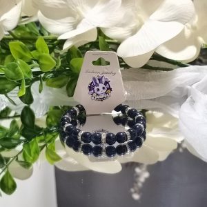 Blue Black midnight and silver bracelet