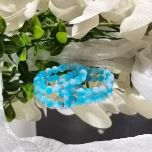 Ocean blue & light blue bracelet with silver spacers