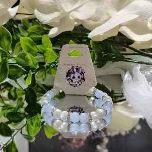 Blue & frosted beads with silver spacers
