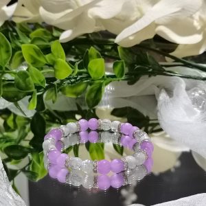 Solid Purple, two tone white & silver bracelet